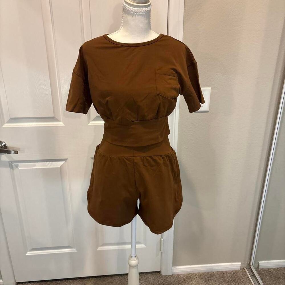 Brown set with shorts and top